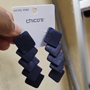 Chico's Navy Geometric Earrings Navy Blue